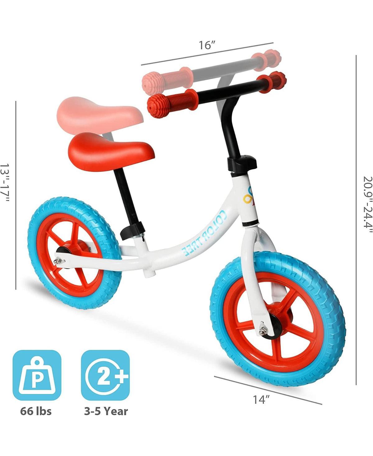 Slickblue No-Pedal Balance Bike for Kids - Adjustable Handlebar and Seat for Ages 3-5 Years - White
