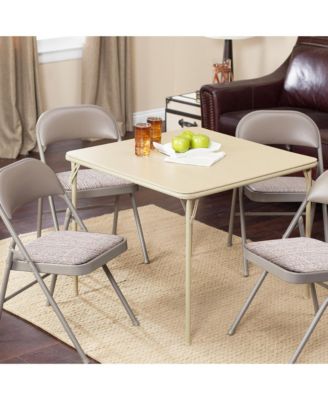 Sudden Comfort 34 x 34 Inch Square Metal Folding Dining Card Table, Buff