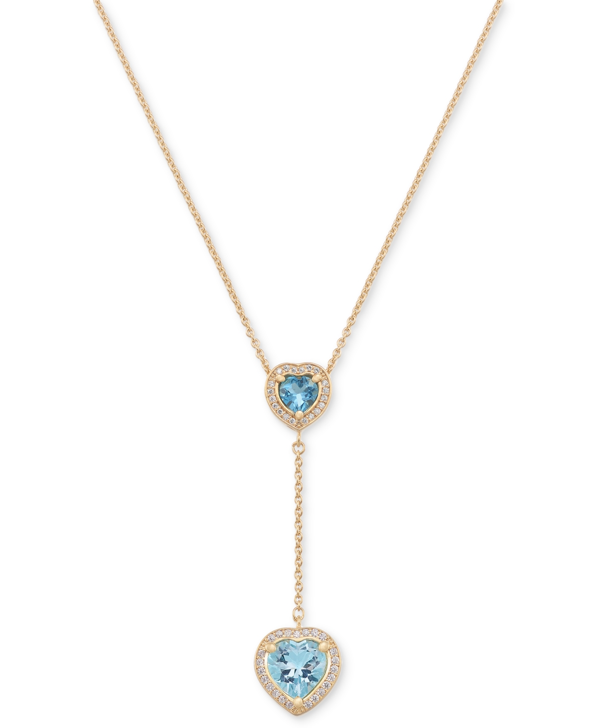 Macy's Swiss Blue Topaz (7/8 Ct. T.w.), Sky Blue Topaz (3 Ct. T.w.) & White Topaz (1/2 Ct. T.w.) Heart Lari In Blue Topaz