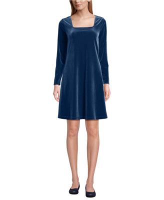 Lands End Women s Knit Velvet Square Neck Dress Macy s