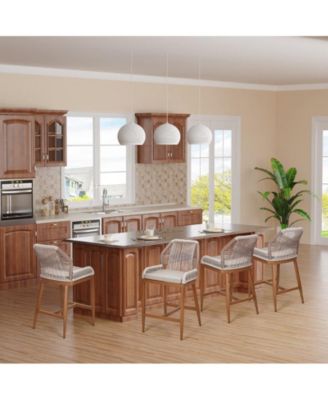  Set of 2  Rattan & Aluminum  Woven Design, Counter Height,  Weather-Resistant Outdoor Bar Stools