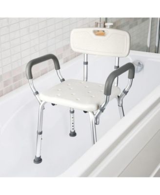 Adjustable Shower Chair – Padded Seat with Armrests & Backrest, Slip-Resistant Design, Supports Up to 350 lbs for Bathtub Use