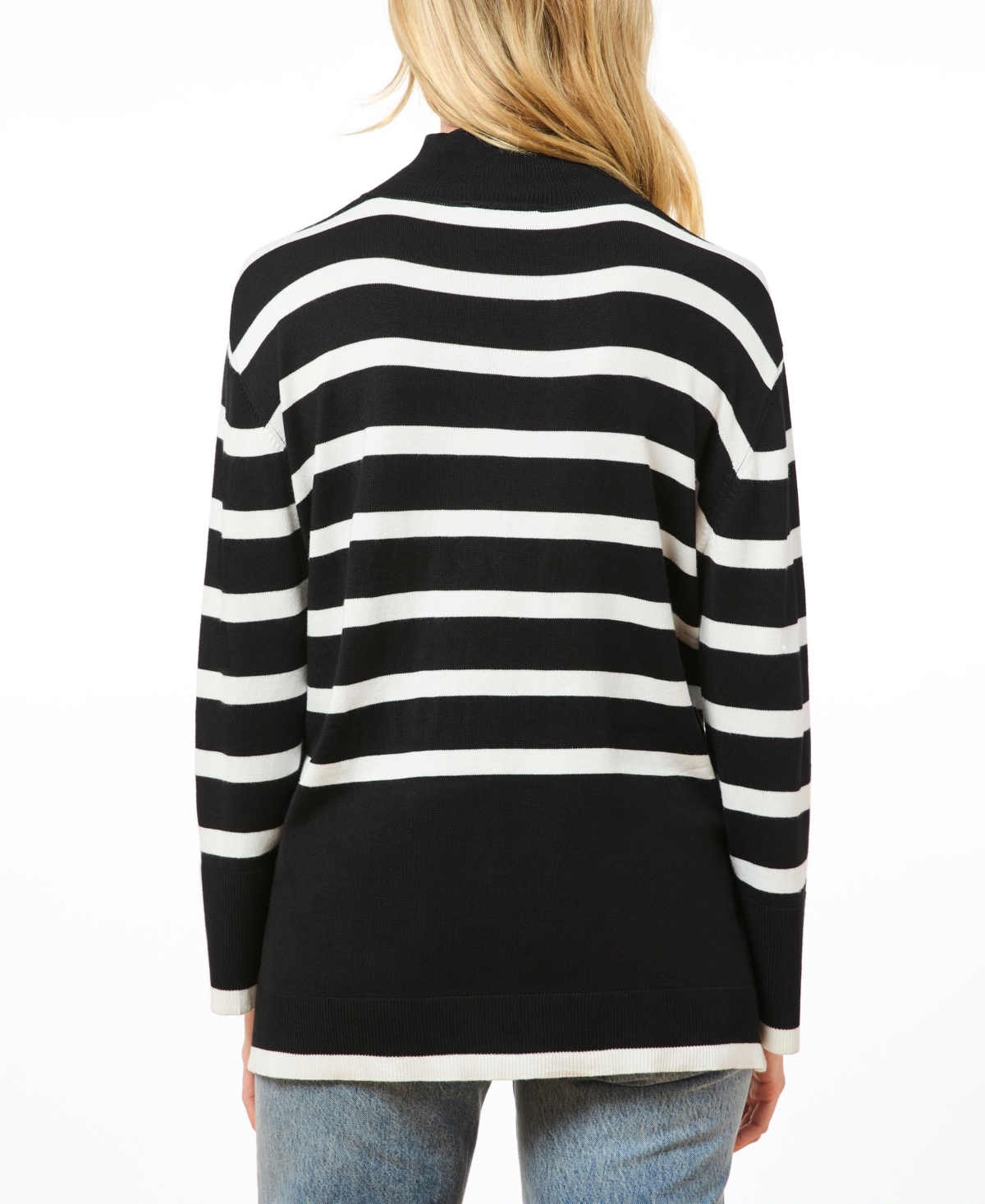 Cable & Gauge Women's Striped Turtle Neck Sweater