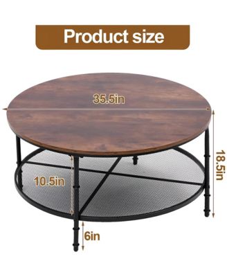 32IN Round Wood Top Coffee Table For Living Room