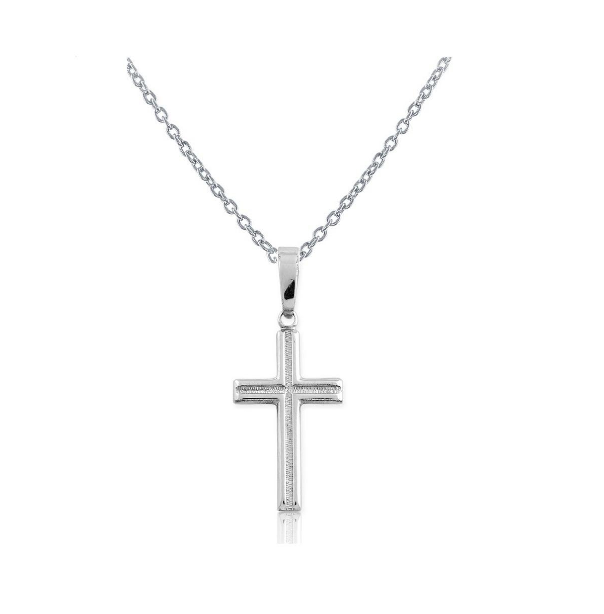 Sterling Silver Small Diamond-Cut Cross Pendant - Silver