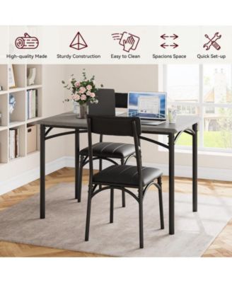 Dining Table Set for 4, Kitchen Table with 4 Upholstered Chairs, 5 Piece Rectangular Dining Room Table Set, for Small Space, Apartment, Home, Kitchen