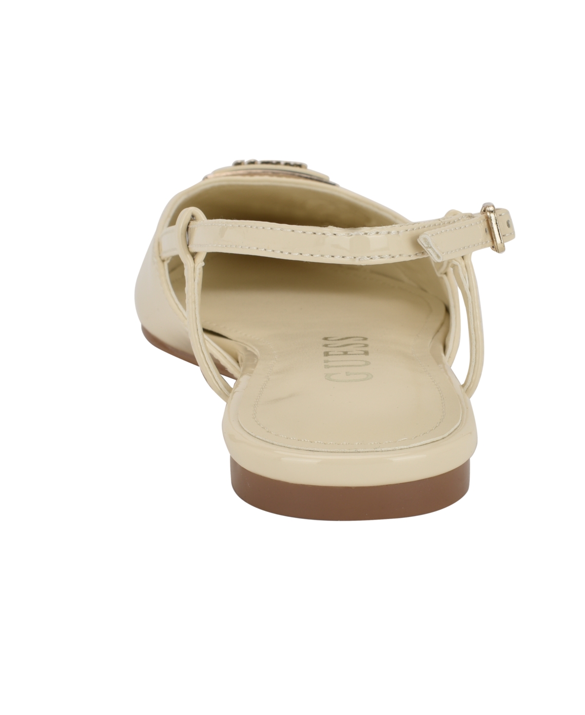 Guess Women's Bemas Pointed Toe Triangle Slingback Flats In Ivory Patent