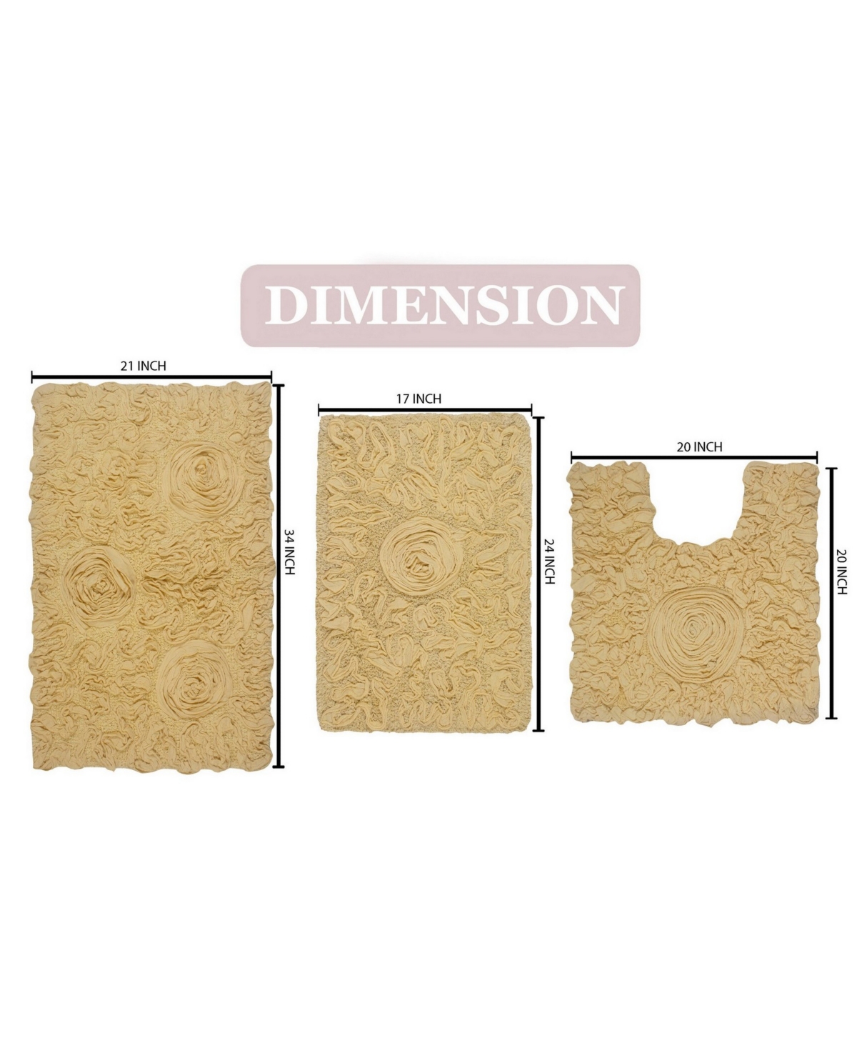 Home Weavers Bell Flower 3-pc. Bath Rug Set In Butter