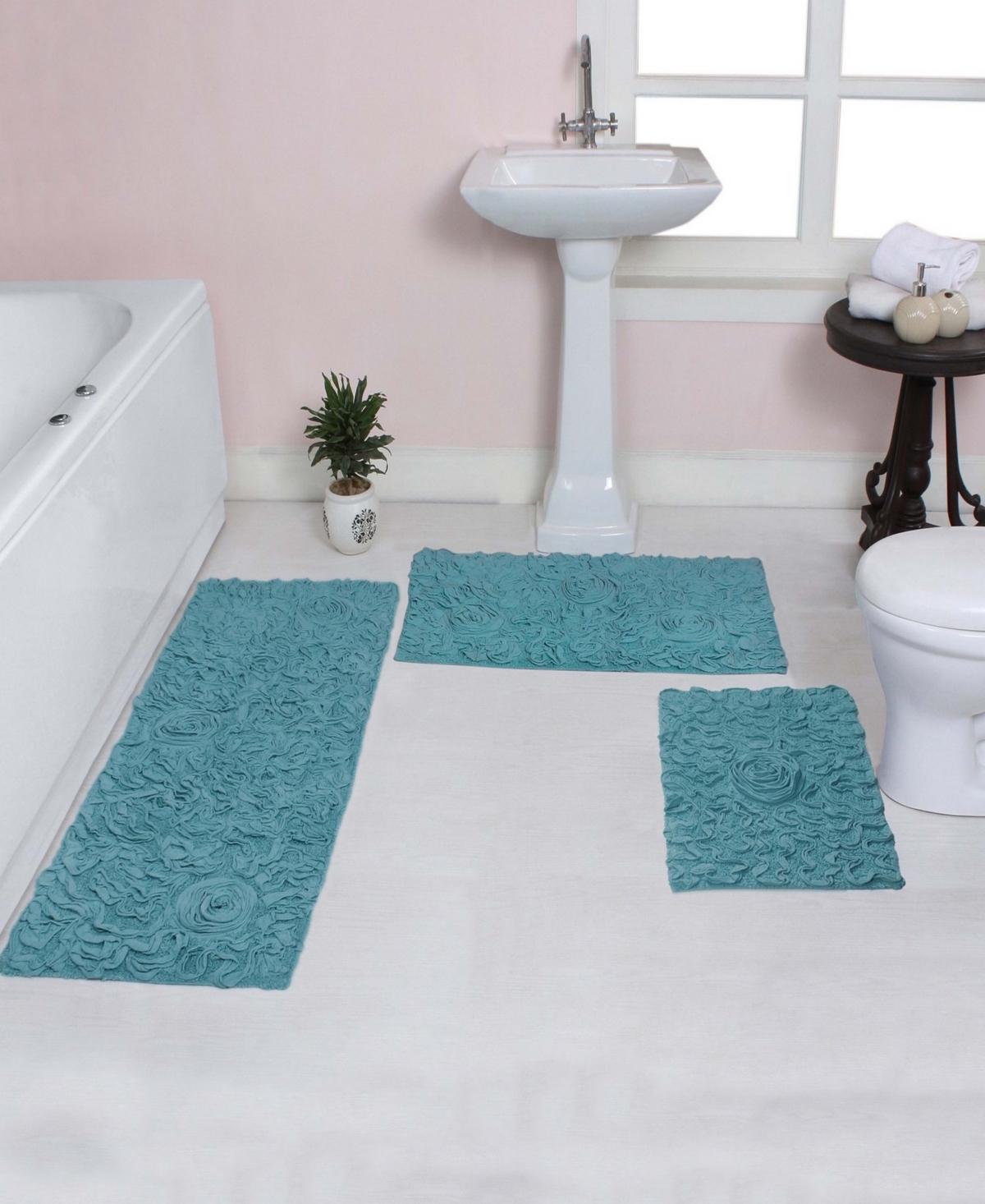 Home Weavers Modesto 3-pc. Bath Rug Set In Turquoise
