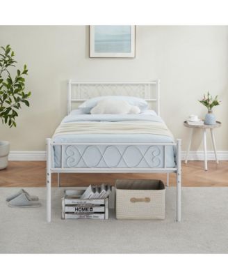 Twin Size Metal Platform Bed Frame with Headboard and Footboard, Heart Shaped Bed Frame