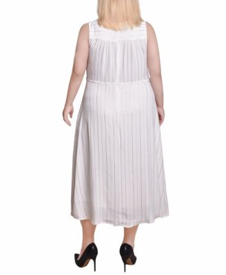 Plus Size Sleeveless Surplice Vertical Stripe Dress