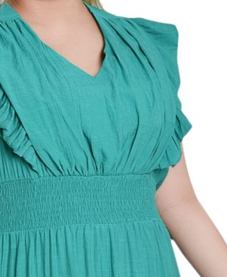 Plus Size Flutter Sleeve Midi Dress