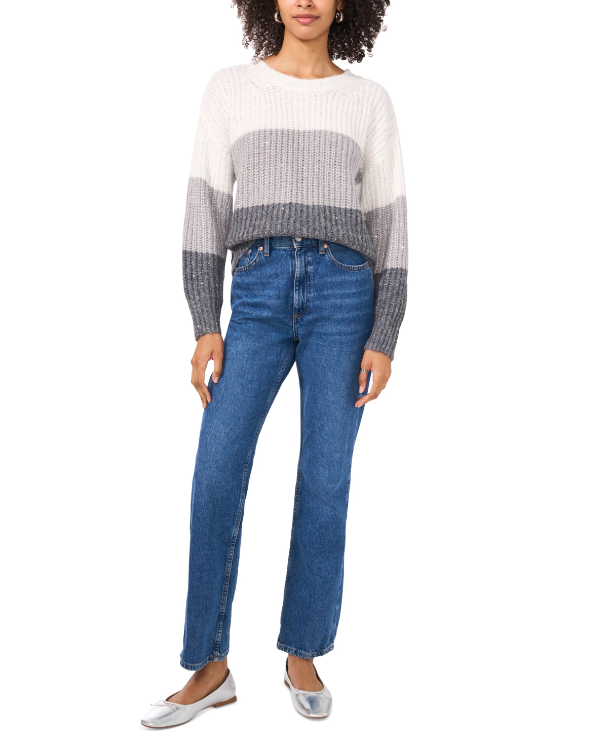 VINCE CAMUTO WOMEN'S COLORBLOCKED CREWNECK SWEATER 