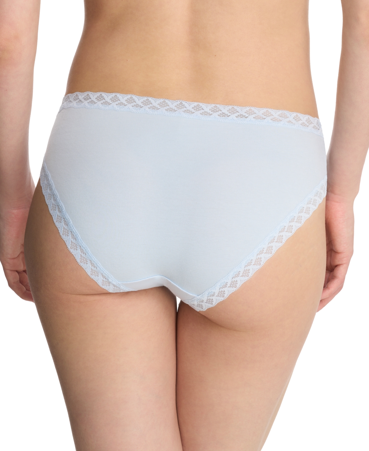 Natori Bliss Lace-trim Cotton Brief Underwear 156058 In Misty Blue