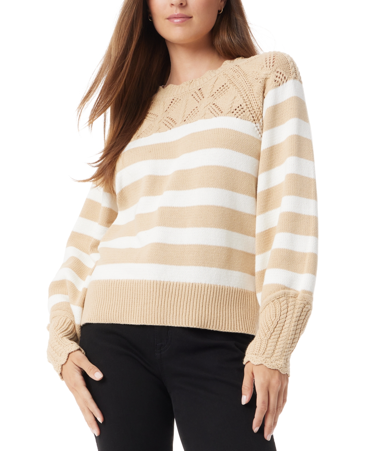 SAM EDELMAN WOMEN'S JOY NOVELTY YOKE STRIPED SWEATER 