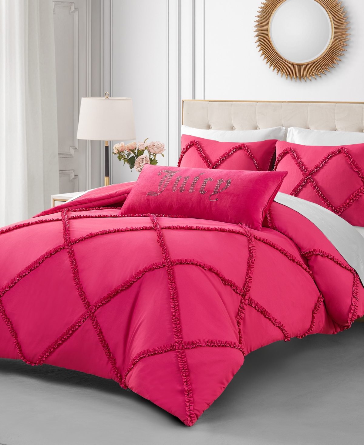 Shop Juicy Couture Silver-tone Rhinestone Decorative Pillow, 16" X 36" In Light Pink