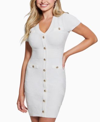 GUESS - Women's Palm Button-Front Textured Mini Dress