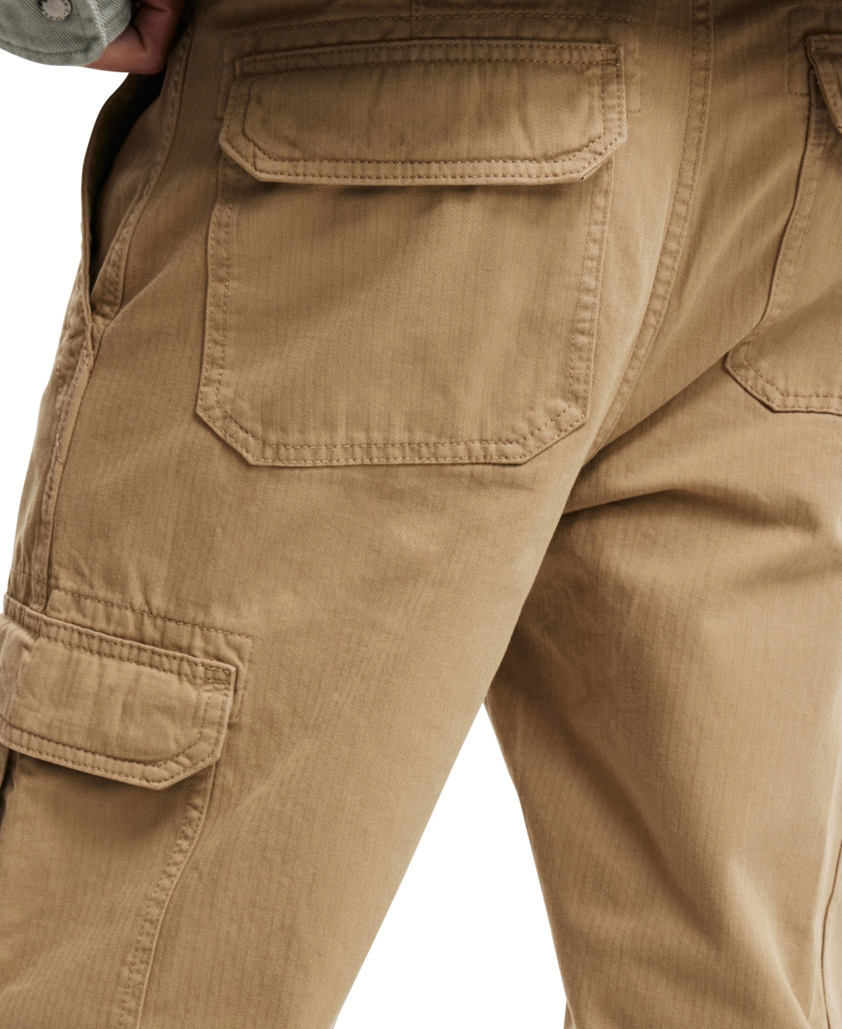 Shop Cotton On Men's Tactical Cargo Pants In Light Camel Herringbone
