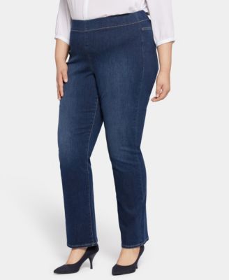 Plus Size Pull-On Straight Jeans