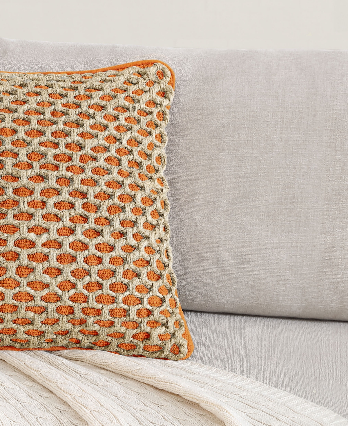 Boho Living Jada Jute Decorative Pillows 2 Piece Set, 20" X 20" In Harvest Orange