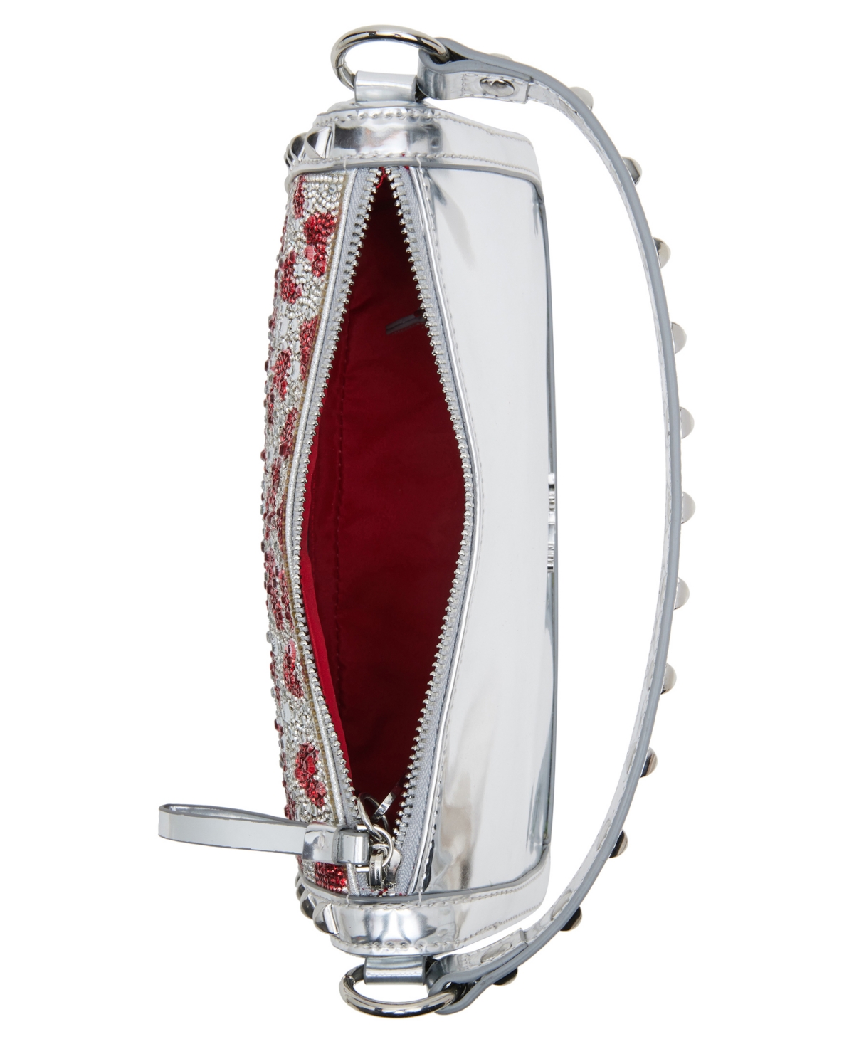 Betsey Johnson Rhinestone Top Zipper Shoulder Bag In Red Multi