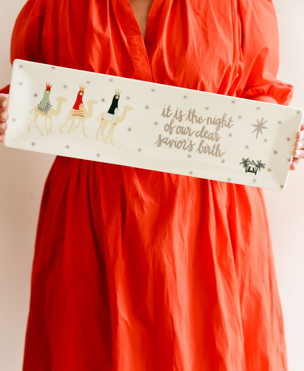 Coton Colors O Holy Night In Color Skinny Rectangle Tray In White