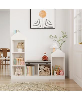 Kids Bookshelf with Reading Nook 47.75in Width Children Bookcase