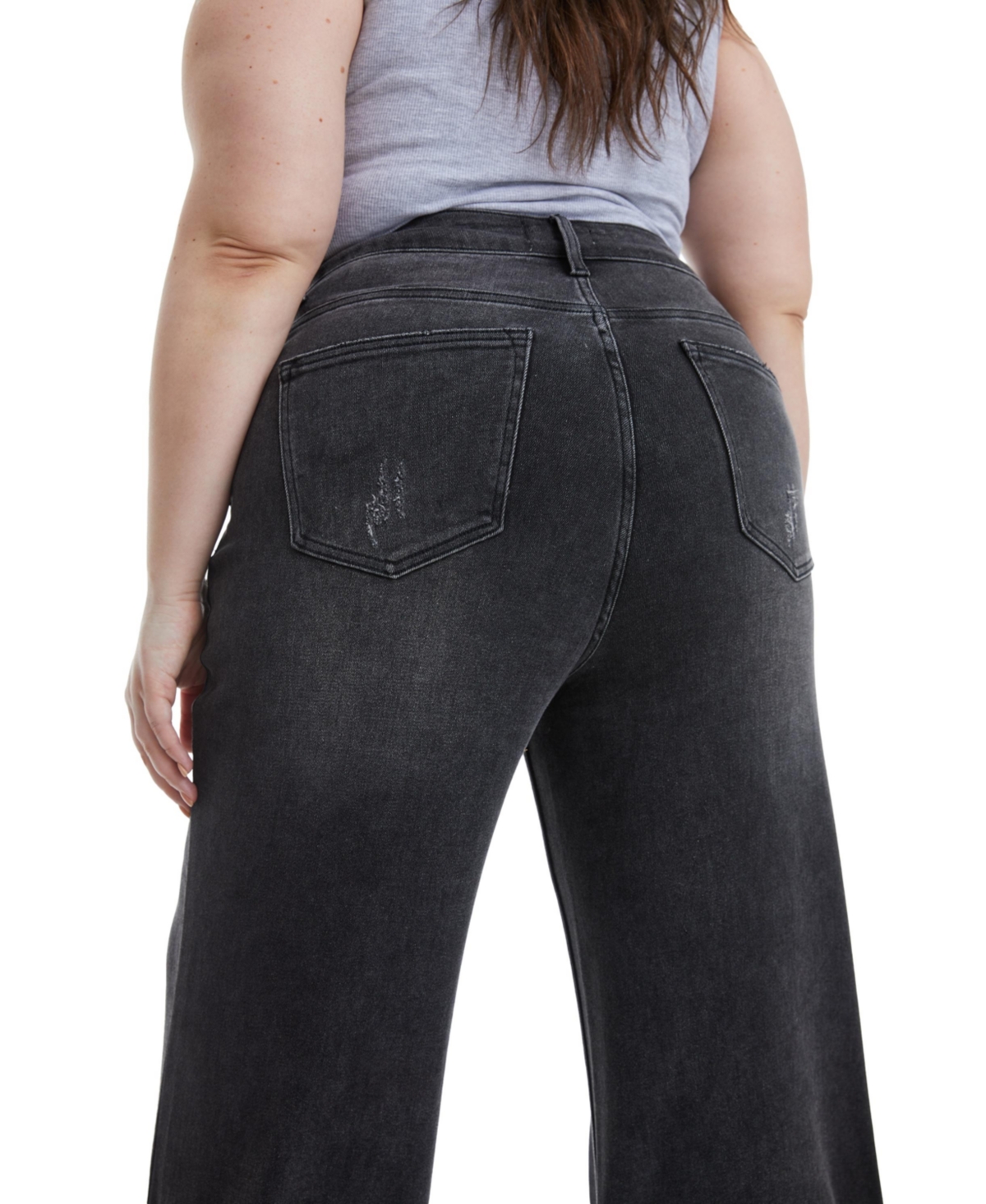 Bayeas Plus Size High Rise Ankle Wide Jeans