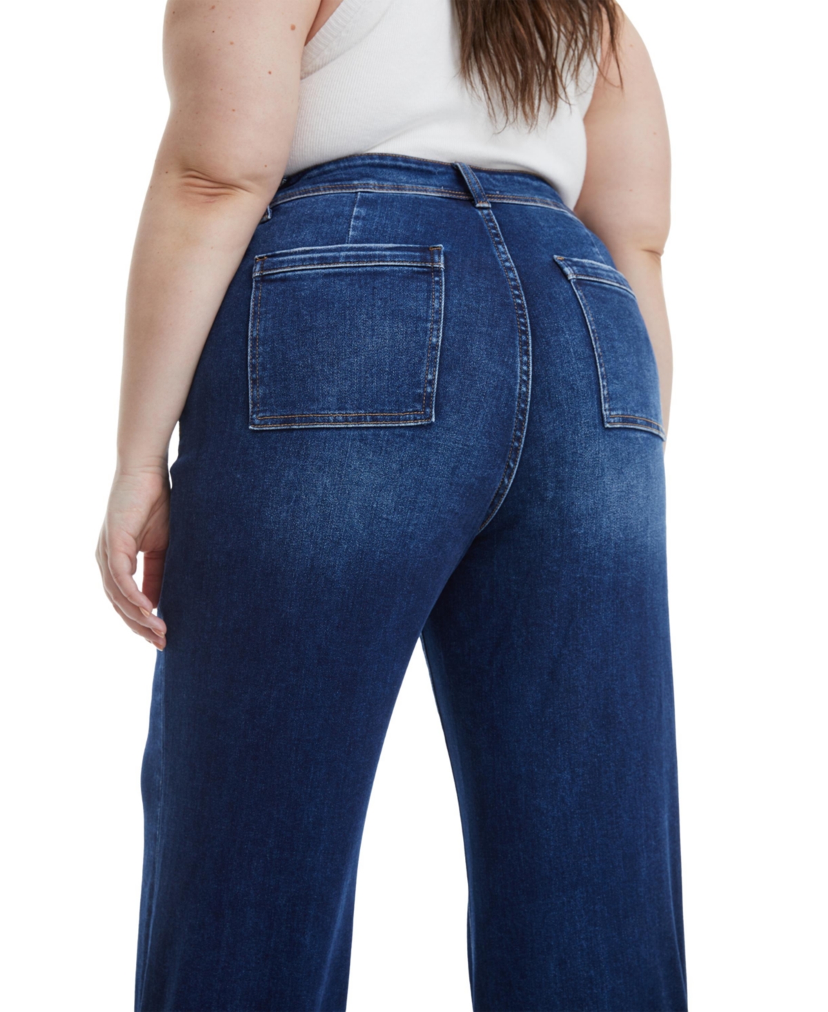 Bayeas Plus Size High Rise Wide Leg Jeans With Raw Hem