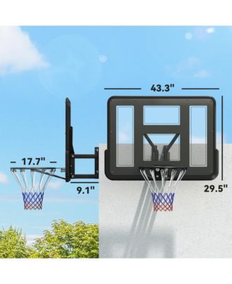 Wall Mounted Basketball Hoop with 43" Shatter Resist Backboard