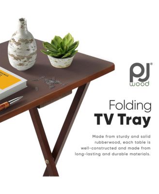 Folding TV Tray Portable Living Room Snack Table, 2 Piece Set, Honey Oak