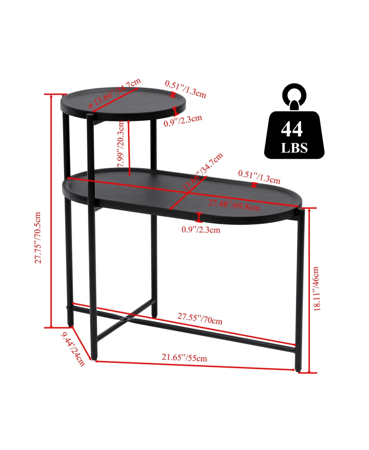 Slickblue Round 2-Tier Coffee Table with Storage Tray Wooden End Table for Living Room