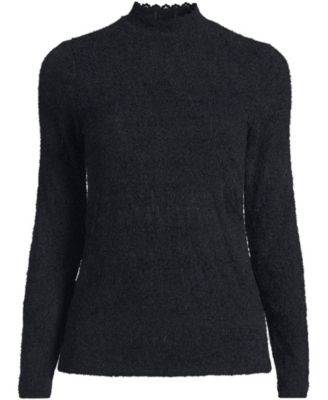 Women's Long Sleeve Brushed Lace Mock Neck Top