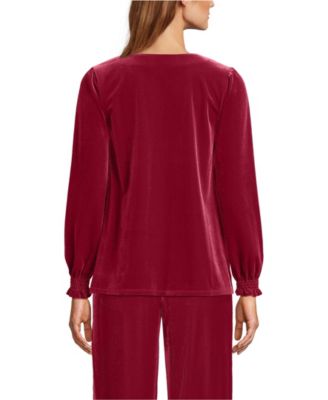 Women's Long Sleeve Velvet Blouse