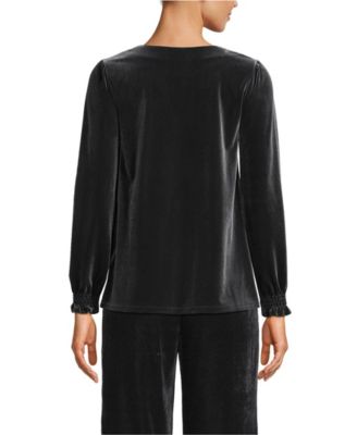 Women's Long Sleeve Velvet Blouse