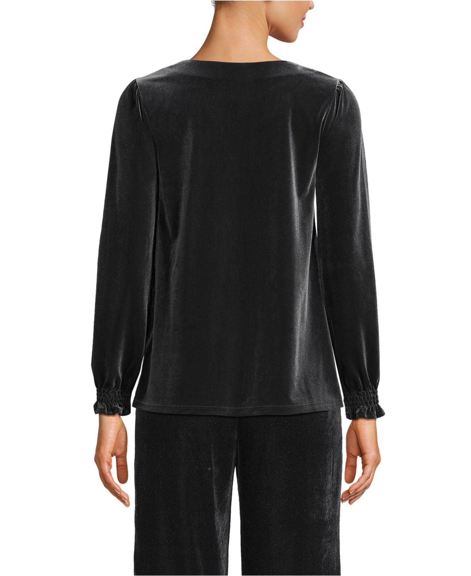 Women's Long Sleeve Velvet Blouse
