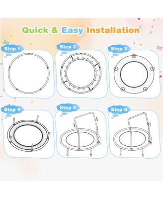 36'' Mini Toddler Trampoline w/ LED Bluetooth Speaker Detachable Handle Kids Gifts