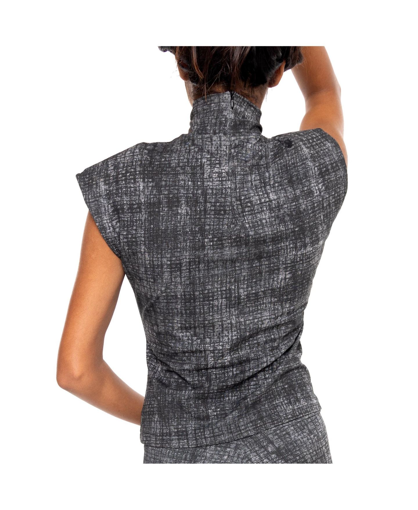 Женский топ Dai Moda Scratch Sleeveless Zip Turtleneck, цвет: Угольный — фото 3