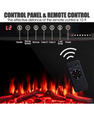 34 Inch Electric Fireplace Recessed with Adjustable Flames