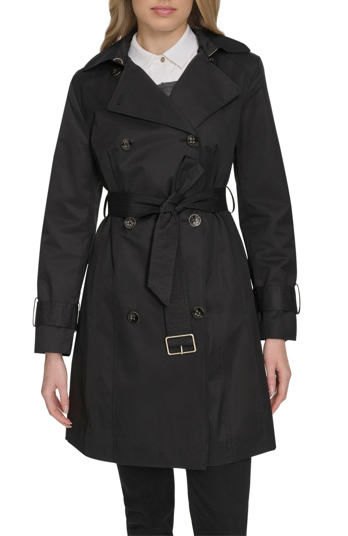 Women's 36 1/2&#x201D; D/B Trench Coat With Removable Hood - Red