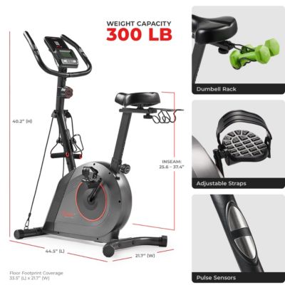 Smart 16-Level Magnetic Resistance Upright Bike, with Workout Bands & Free SunnyFit App via Bluetooth