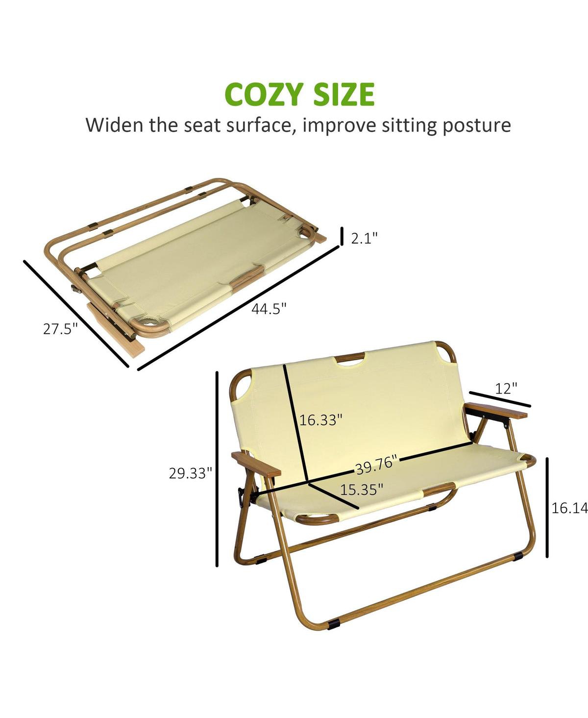 Slickblue Double Beach Chair - Portable Folding Loveseat Camping Chair with Aluminum Armrests