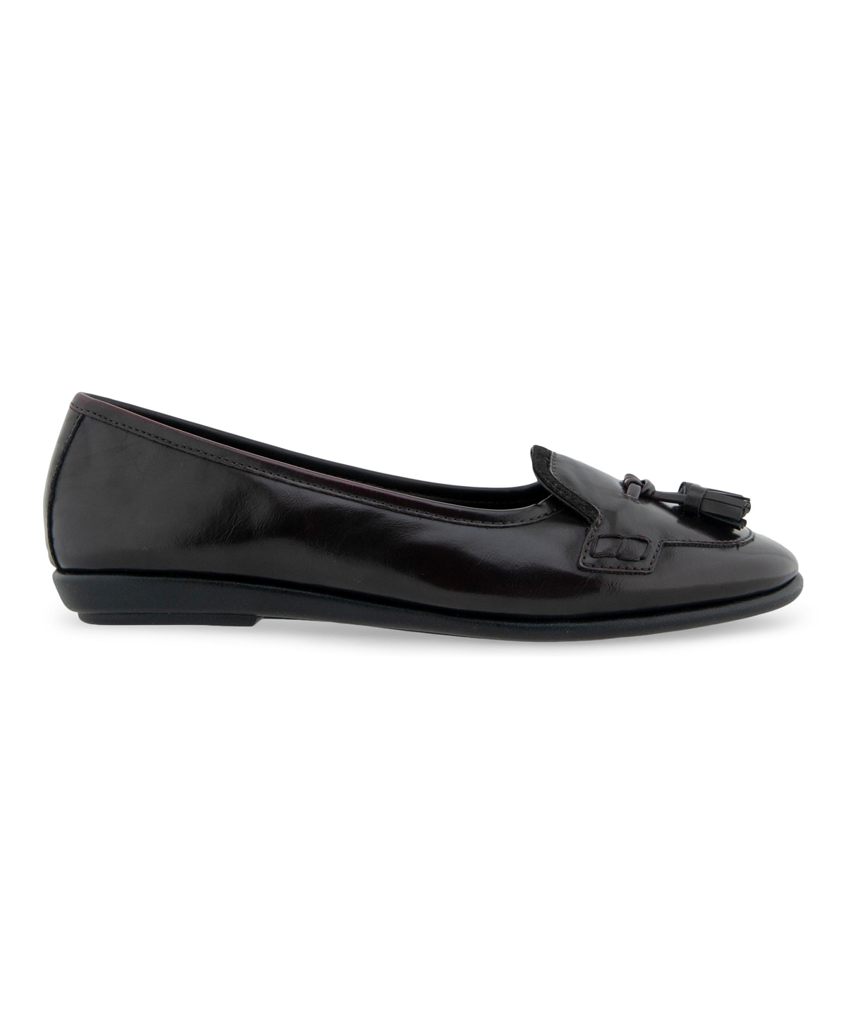 Shop Aerosoles Women's Brooks Tassel Ballet Flats In Burgundy Burnished Faux Leather - Polyur