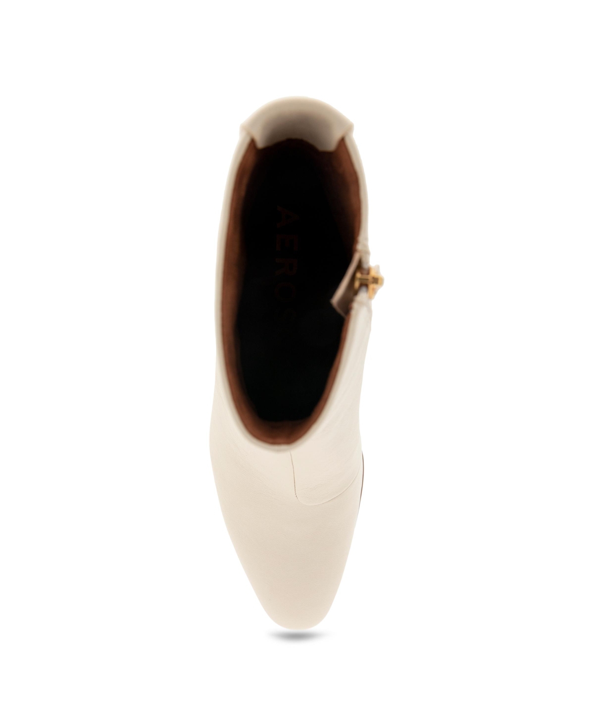 Shop Aerosoles Women's Magnus Logo Embossed Booties In Eggnog Smooth Leather
