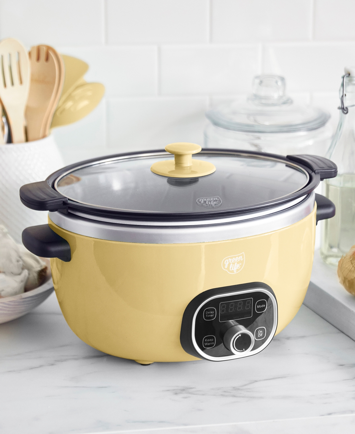 Greenlife Ceramic Nonstick Healthy Cook Duo Slow Cooker In Butter Yellow