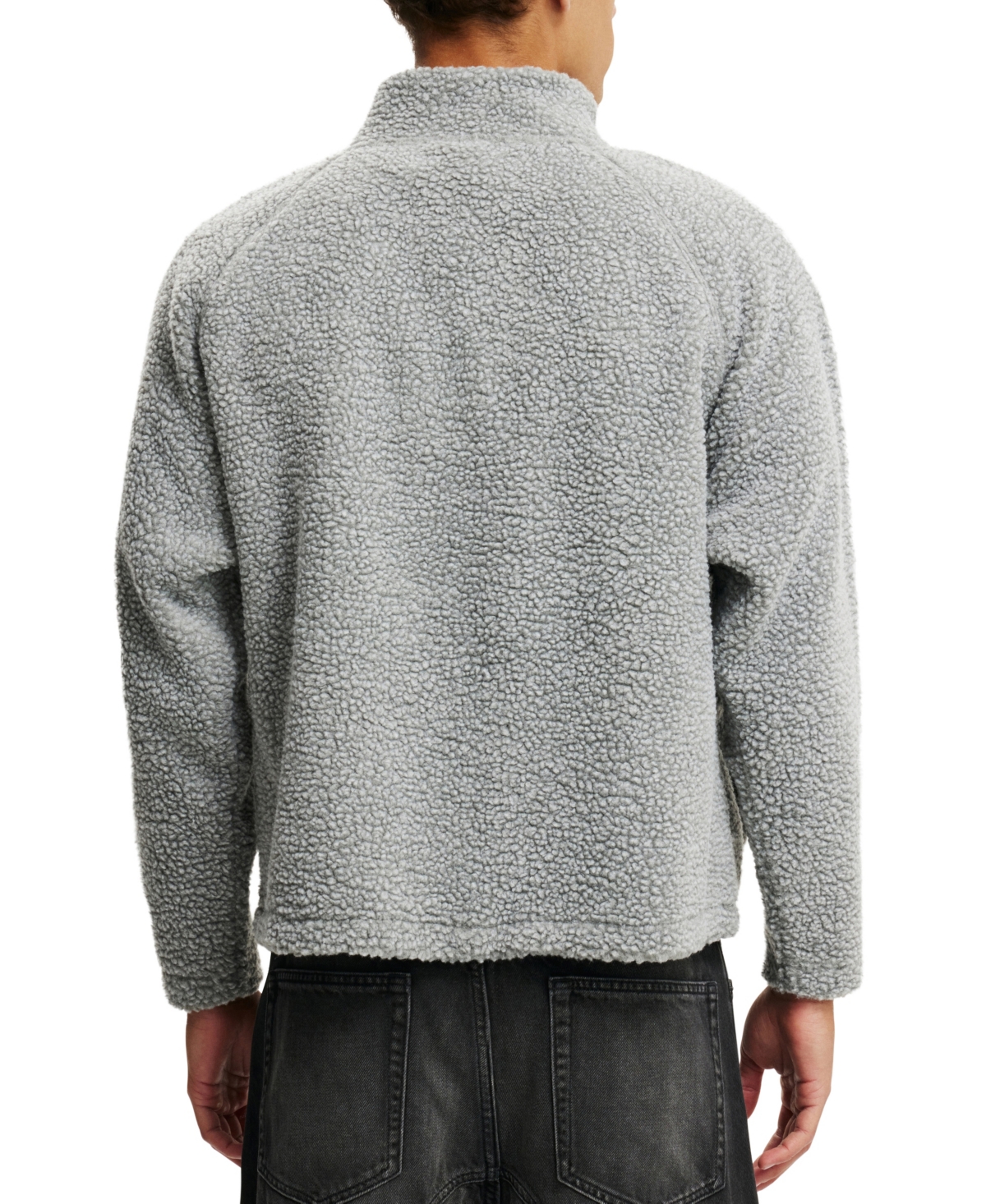COTTON ON MEN'S TEDDY 1/2 ZIP FLEECE SWEATSHIRT 