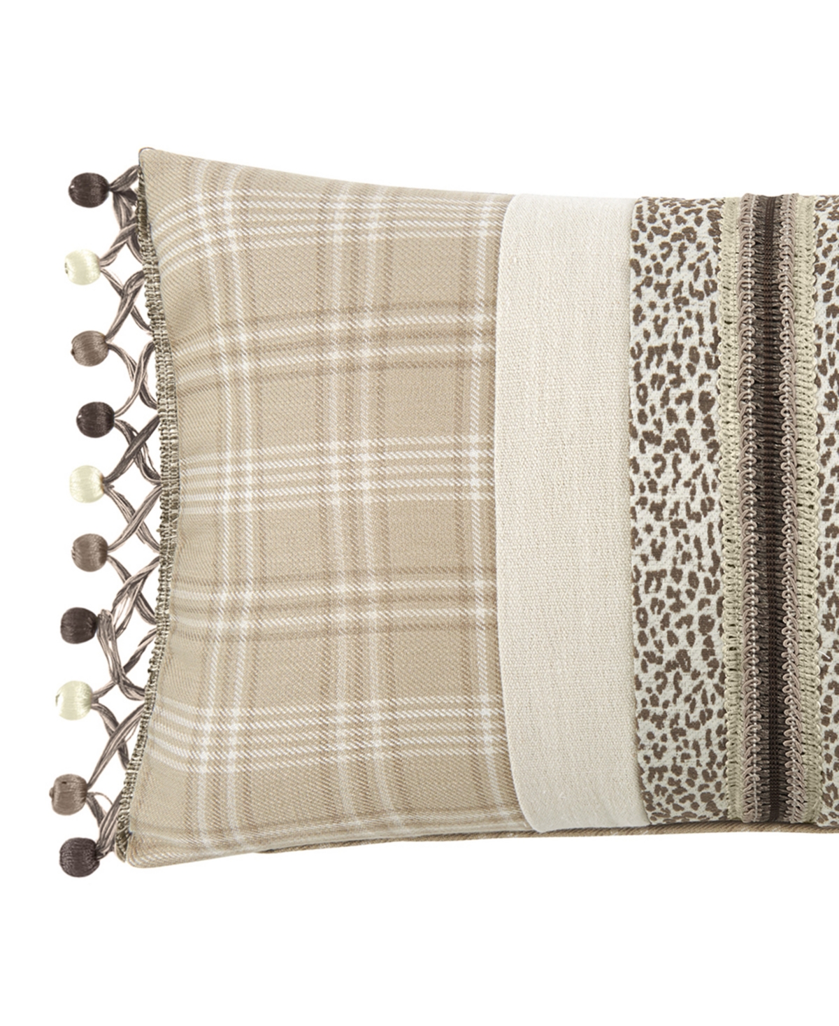 Rose Tree Bird Paradise Woven Checks Boudoir Dec Pillow, 20"x12" In Sepia
