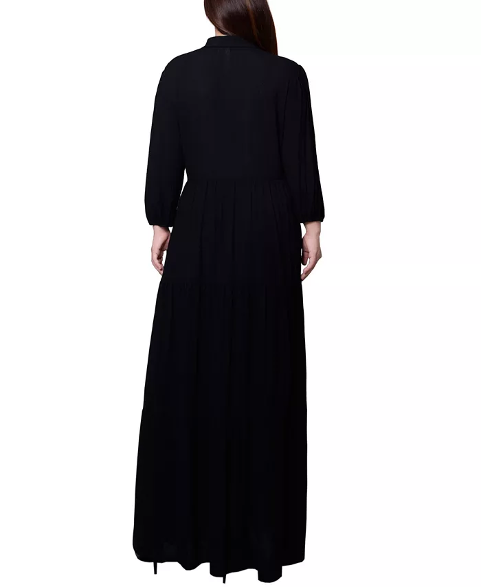 Petite 3/4 Sleeve Crinkle Tiered Maxi Dress - thumbnail 2