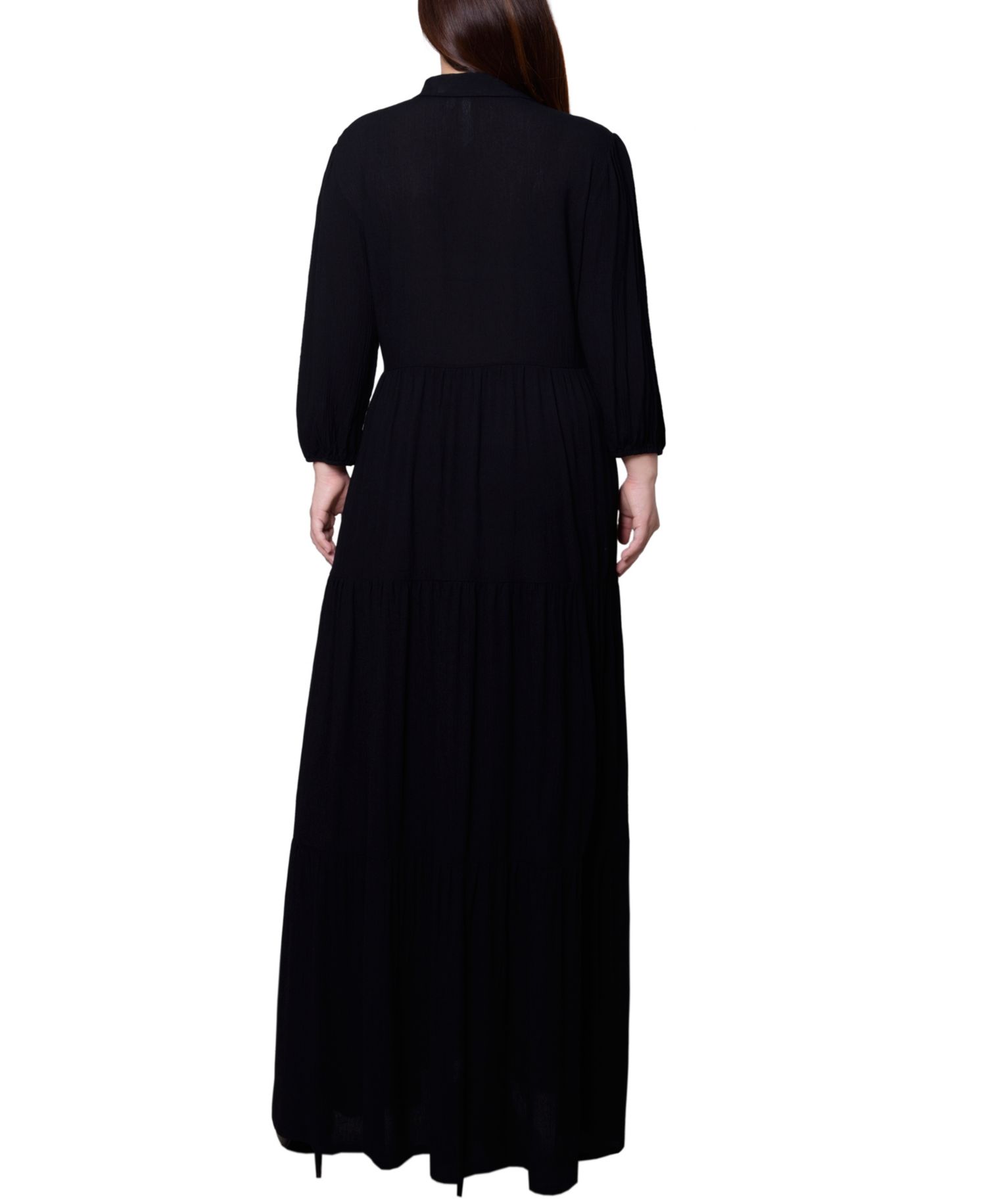 Petite 3/4 Sleeve Crinkle Tiered Maxi Dress