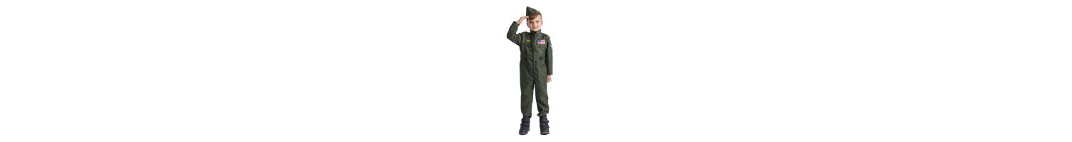 Fighter Pilot Jumpsuit & Hat Costume Set - Kids Boys & Girls